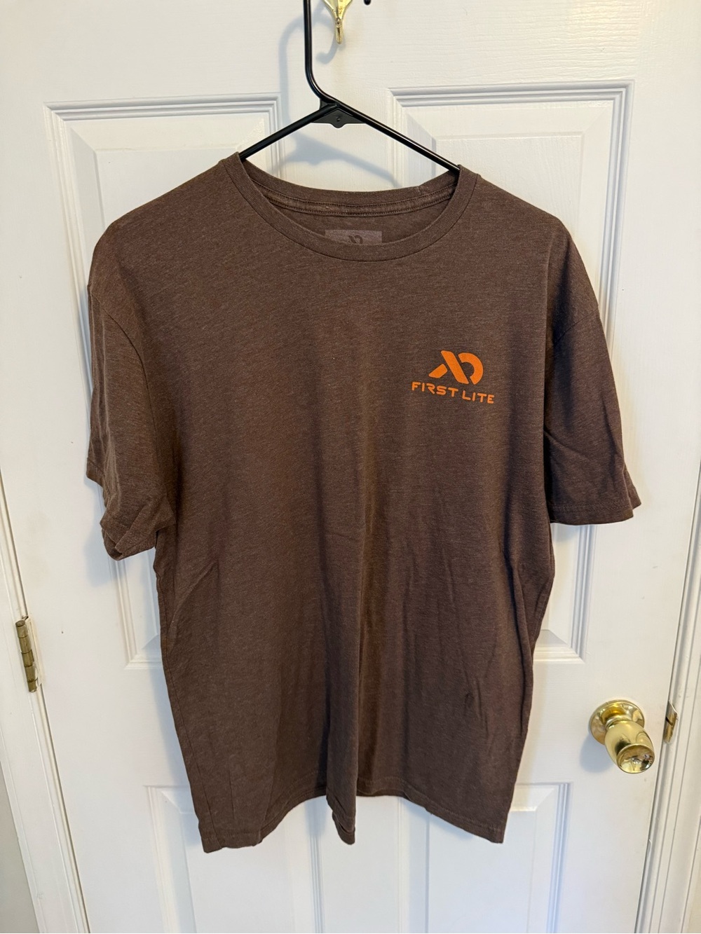 First Lite Brown Short-Sleeve Tee with Orange Logo
